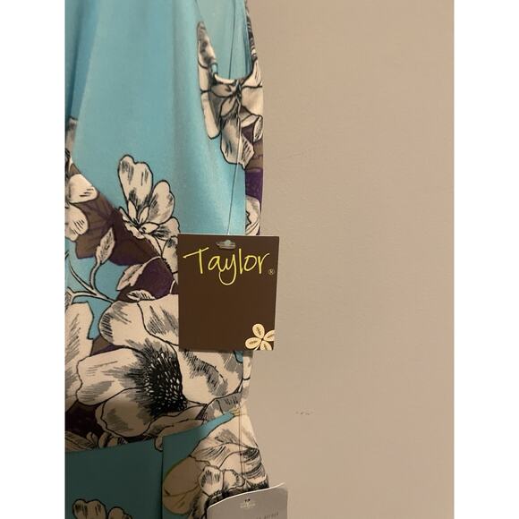 NWT Taylor Boat Neck Sleeveless Box Pleat A-Line Zipper Back Floral Size 8‎ $128 - Picture 5 of 8